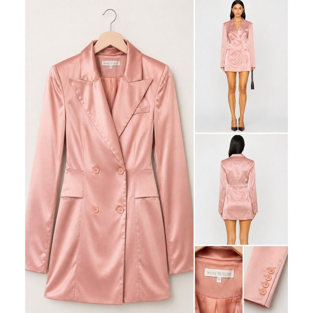More To Come Tansy Pink Satin Blazer Dress XS Revolve NWOT
